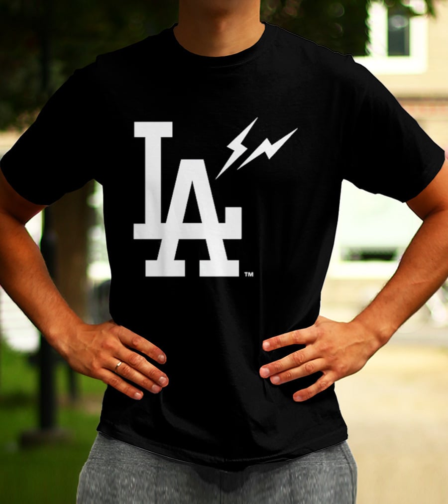 Los Angeles Dodgers Fragment LA Thunder Lightning Bolt T-Shirt