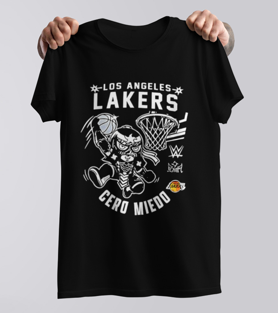 Los Angeles Lakers Cero Miedo WWE Collaboration Basketball T-Shirt