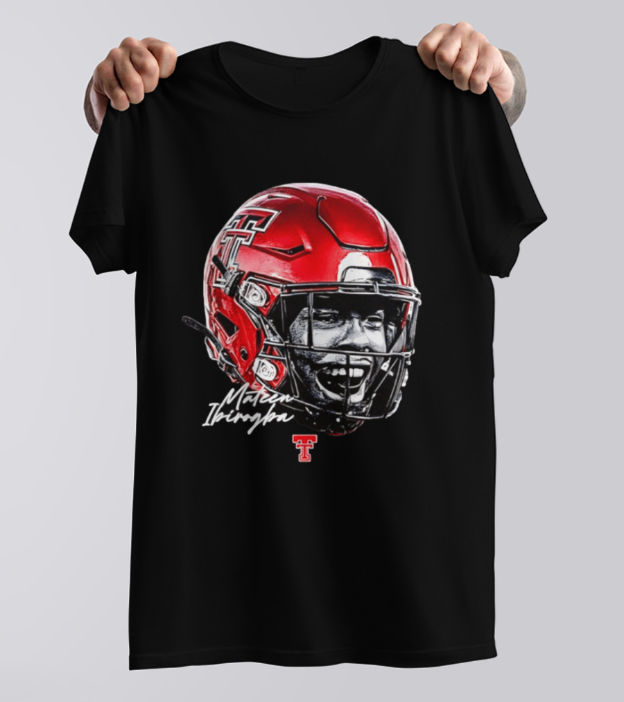 Mateen Ibirogba Texas Tech Red Raiders Football NCAA Game Face Helmet TTU T-Shirt