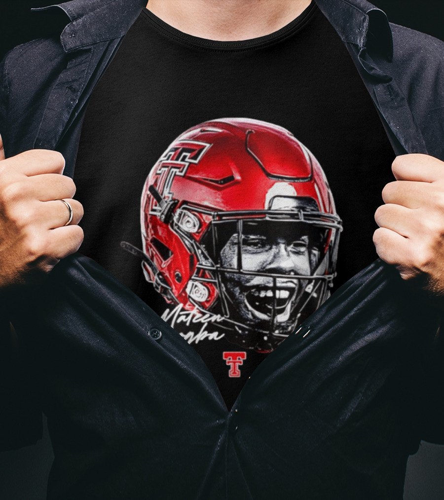 Mateen Ibirogba Texas Tech Red Raiders Football NCAA Game Face Helmet TTU T-Shirt