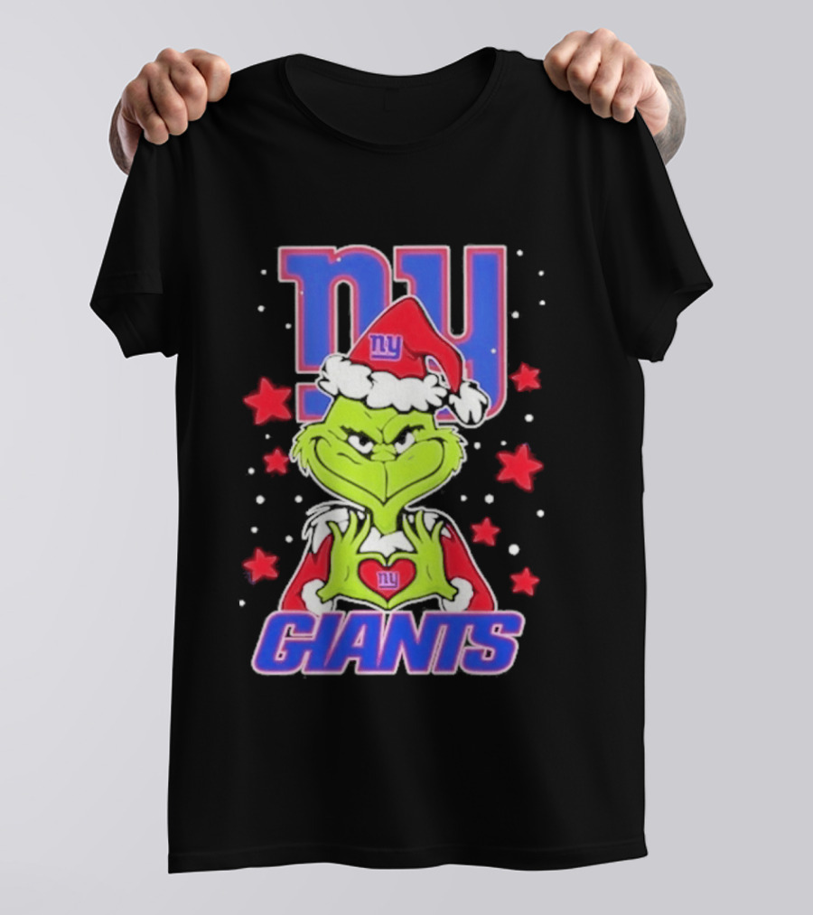 New York Giants Grinch Christmas Love Hands 2026 Football T-Shirt