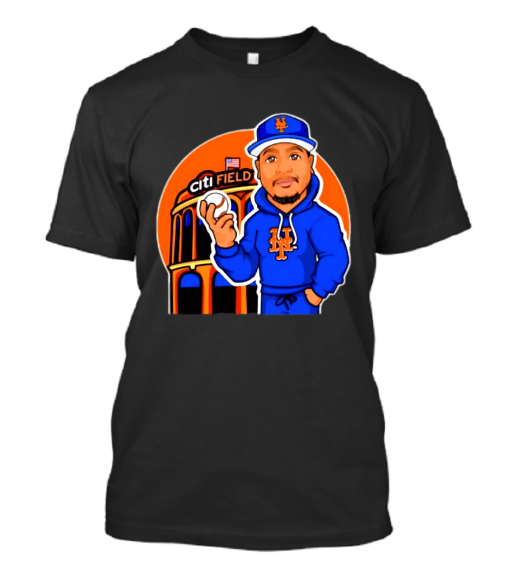 New York Mets Citi Field Baseball Player Caricature T-Shirt