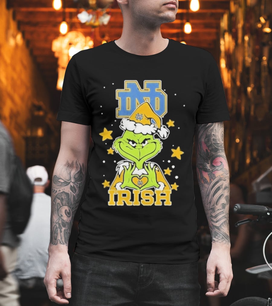 Notre Dame Fighting Irish Grinch Love Hands Christmas 2026 Football T-Shirt