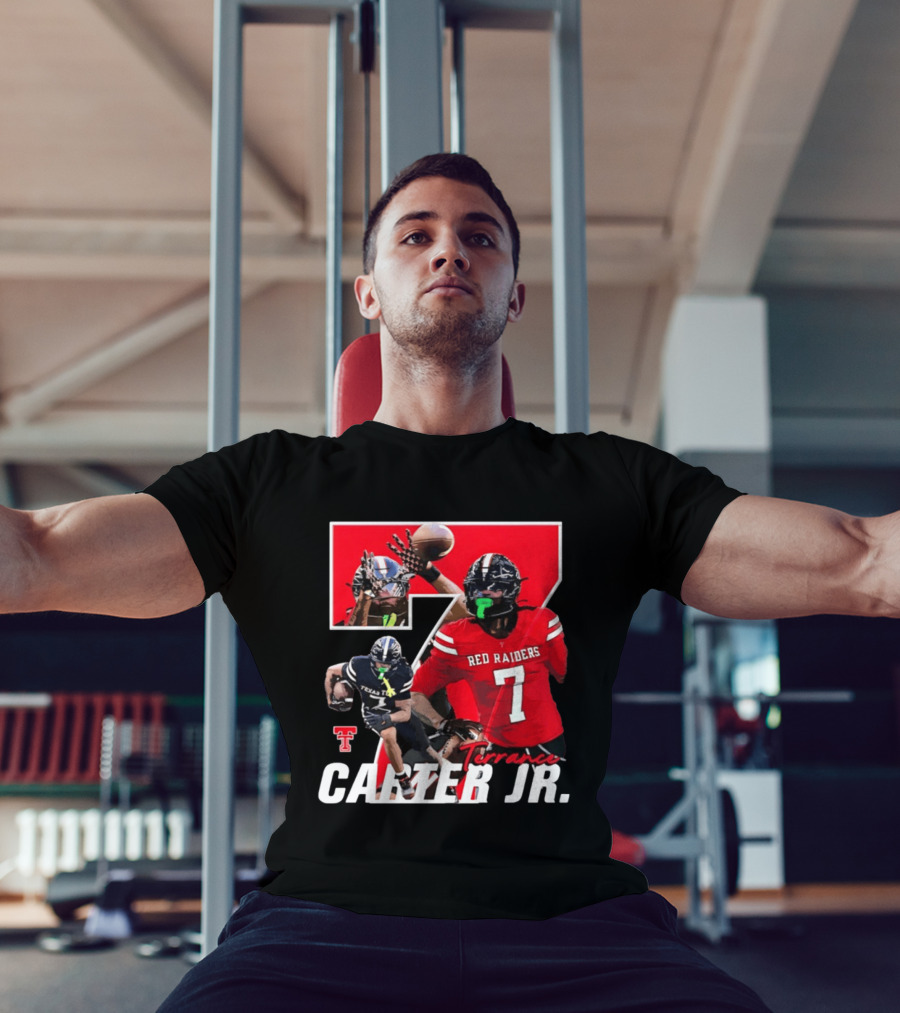 Terrance Carter Jr Red Raiders Texas Tech Football Player Collage NCAA Number 7 T-Shirt