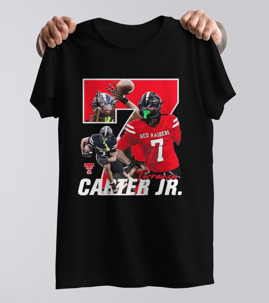 Terrance Carter Jr Red Raiders Texas Tech Football Player Collage NCAA Number 7 T-Shirt