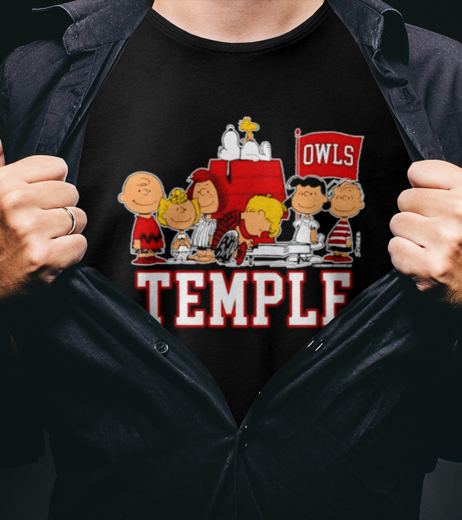 Peanuts Snoopy Temple Owls Football Lucy Charlie Brown Woodstock T-Shirt