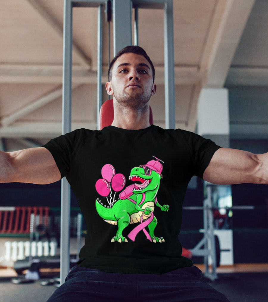 T Rex Party With Pink Balloons And Ribbon Accessories T-Shirt