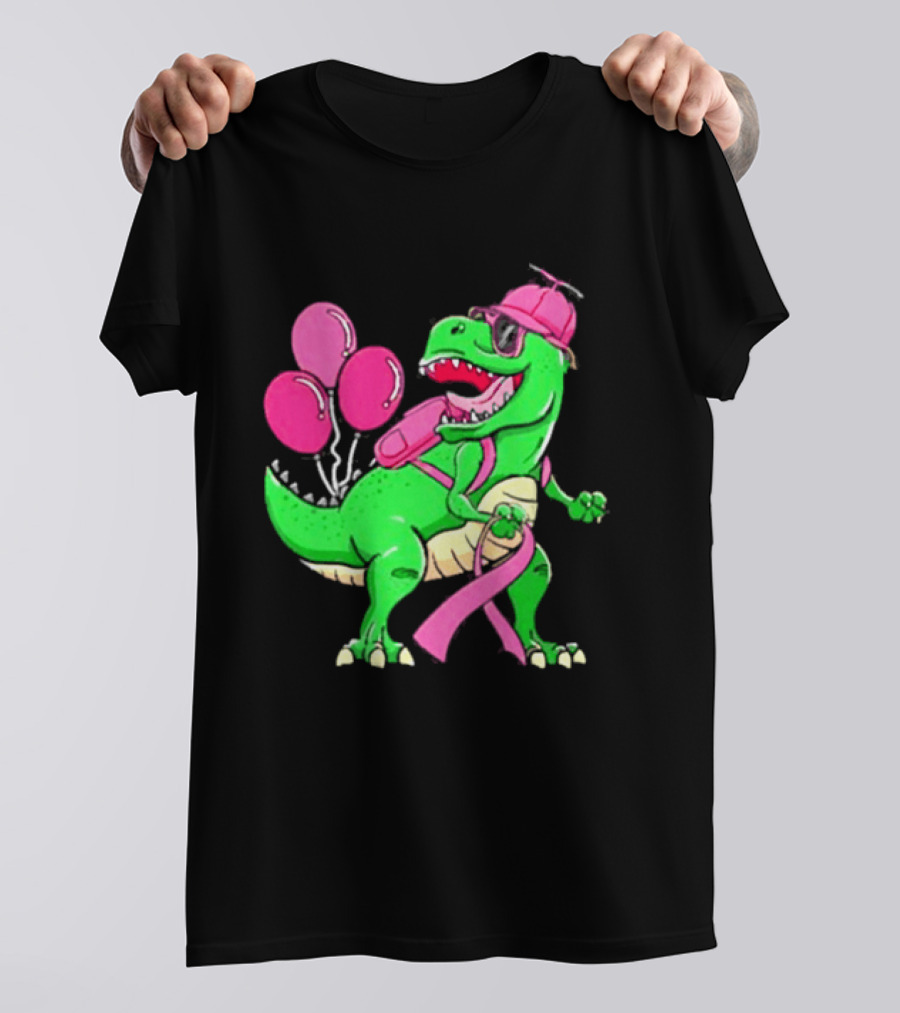T Rex Party With Pink Balloons And Ribbon Accessories T-Shirt