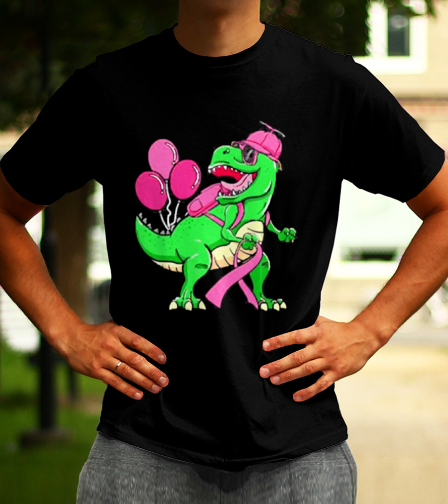 T Rex Party With Pink Balloons And Ribbon Accessories T-Shirt