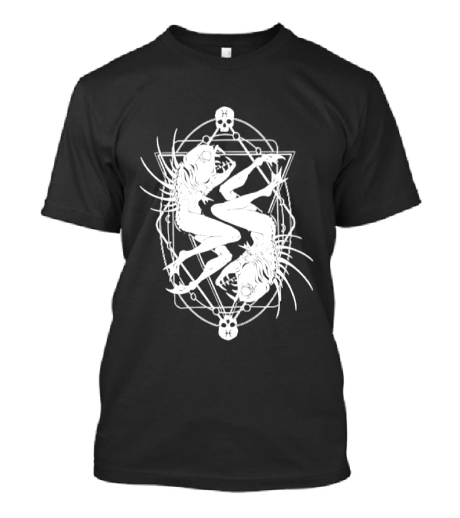 Pisces Zodiac Skull Fish Astrology Gothic Symbolism T-Shirt