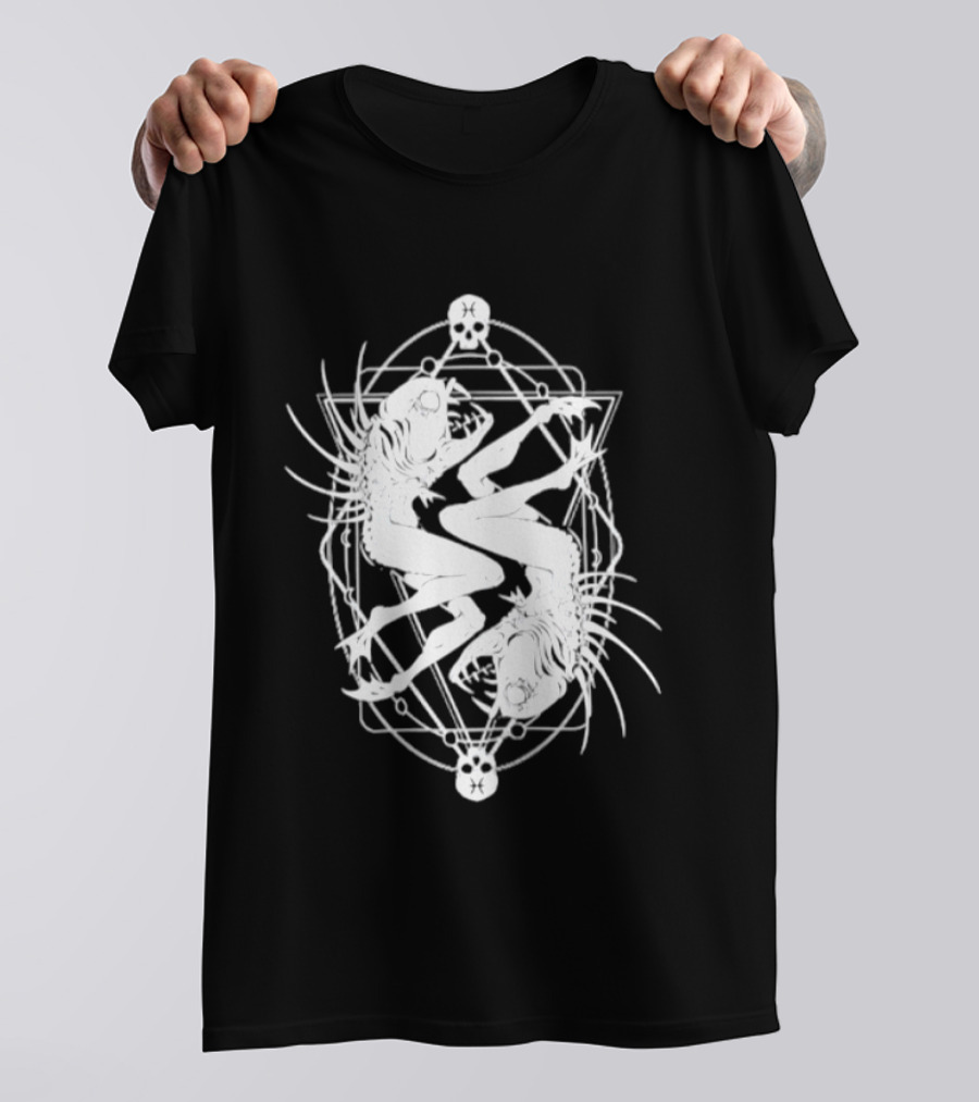 Pisces Zodiac Skull Fish Astrology Gothic Symbolism T-Shirt