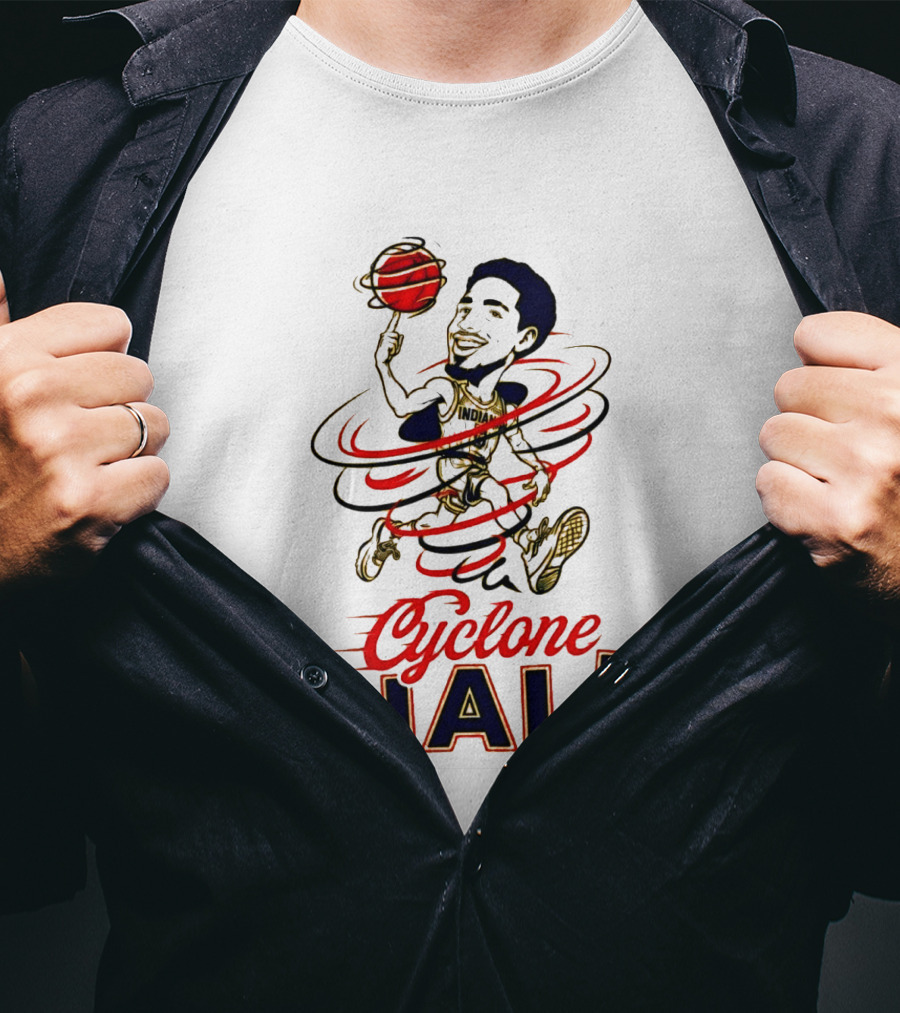 2026 Cyclone Hali Basketball Illustration Red Gold T-Shirt
