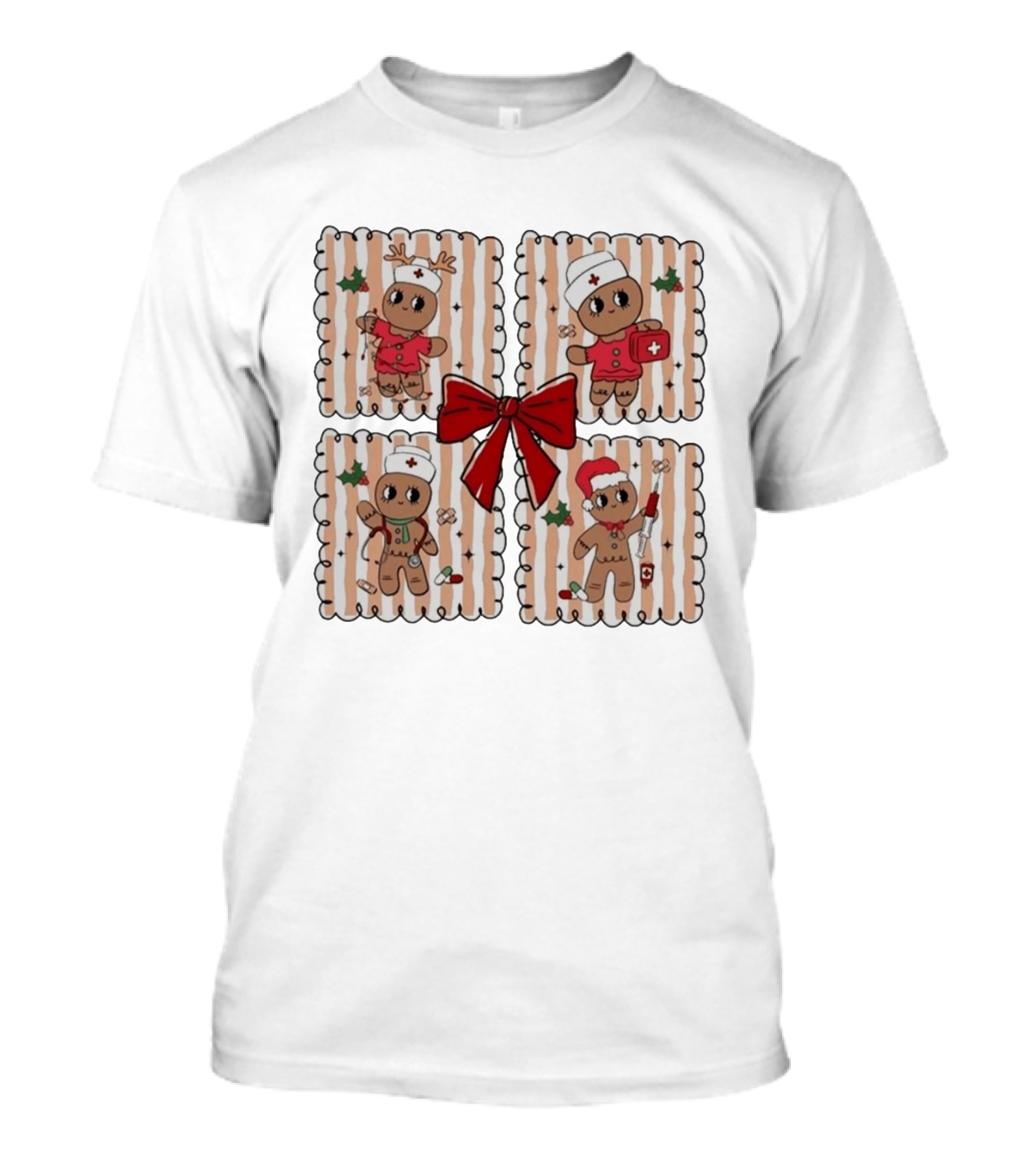 Preppy Nurse Gingerbread Christmas Holiday Medical T-Shirt