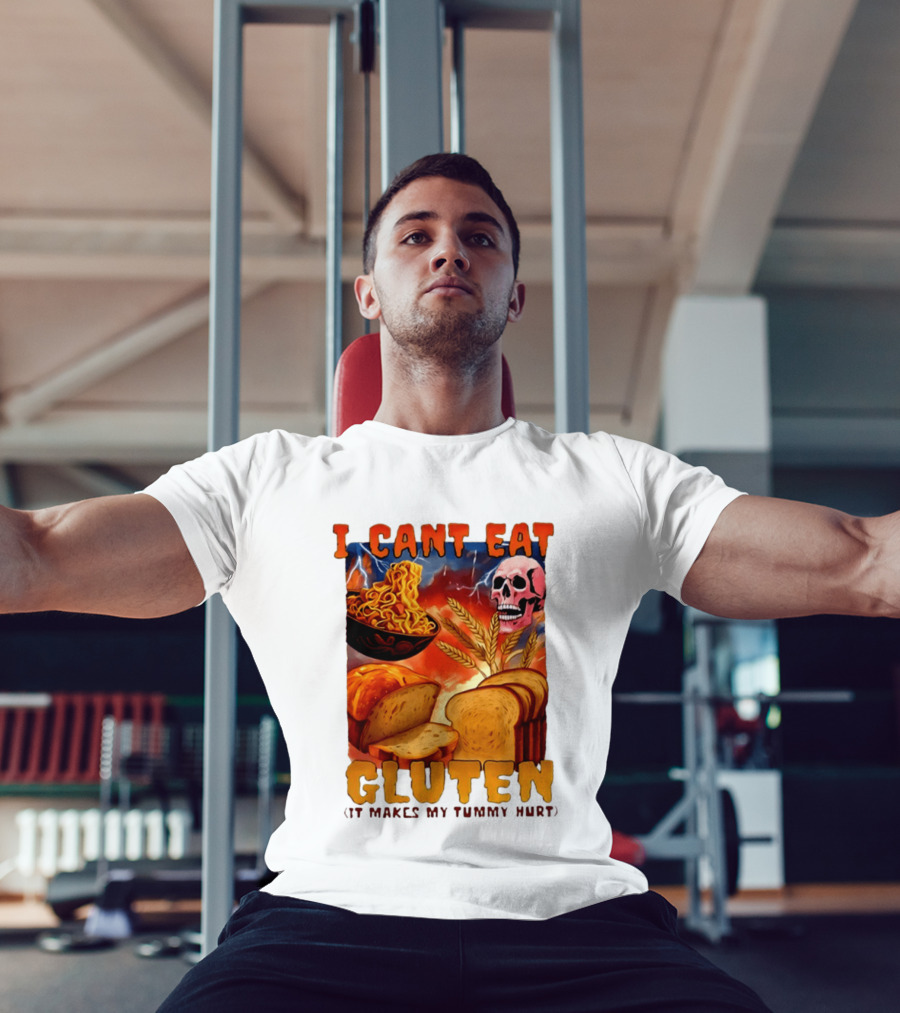 I Cant Eat Gluten Skull Bread Noodles Lightning T-Shirt