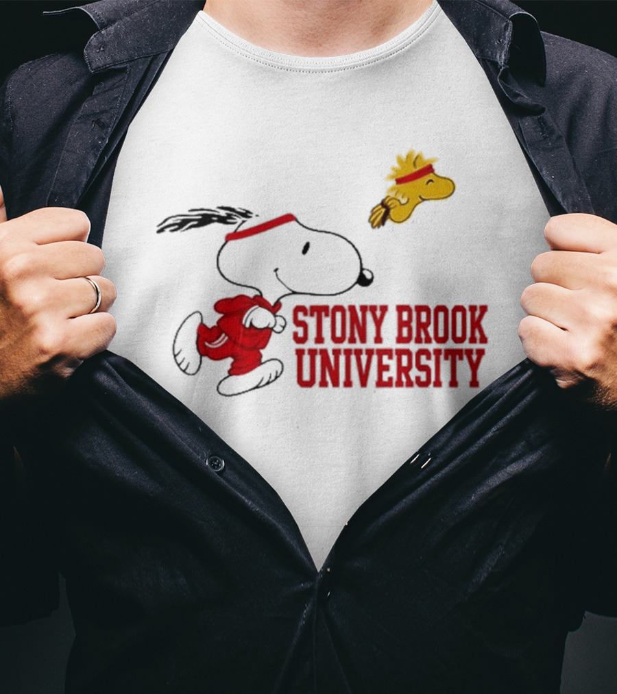 Snoopy And Woodstock Running Stony Brook University T-Shirt