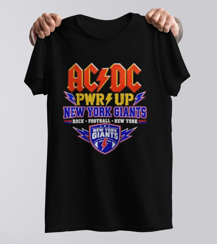 ACDC PWR UP New York Giants Rock Football Tour T-Shirt