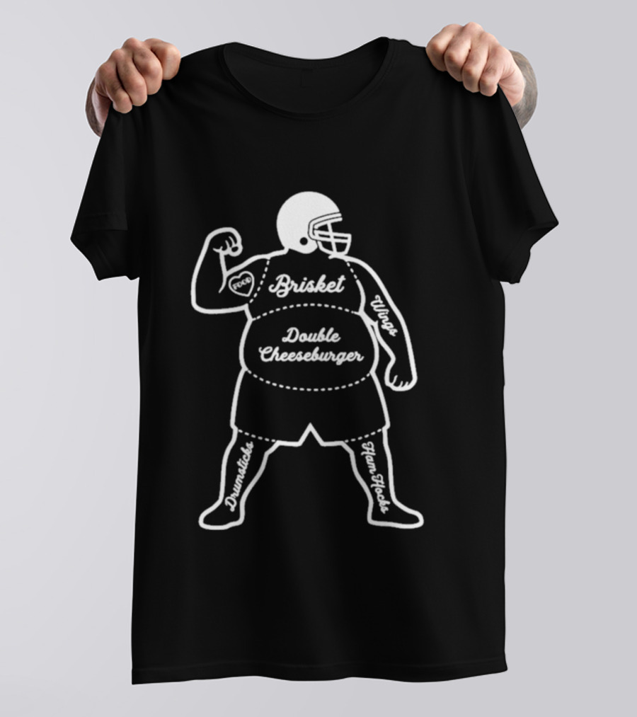 Big Man Atomy Brisket Double Cheeseburger Blueprint T-Shirt
