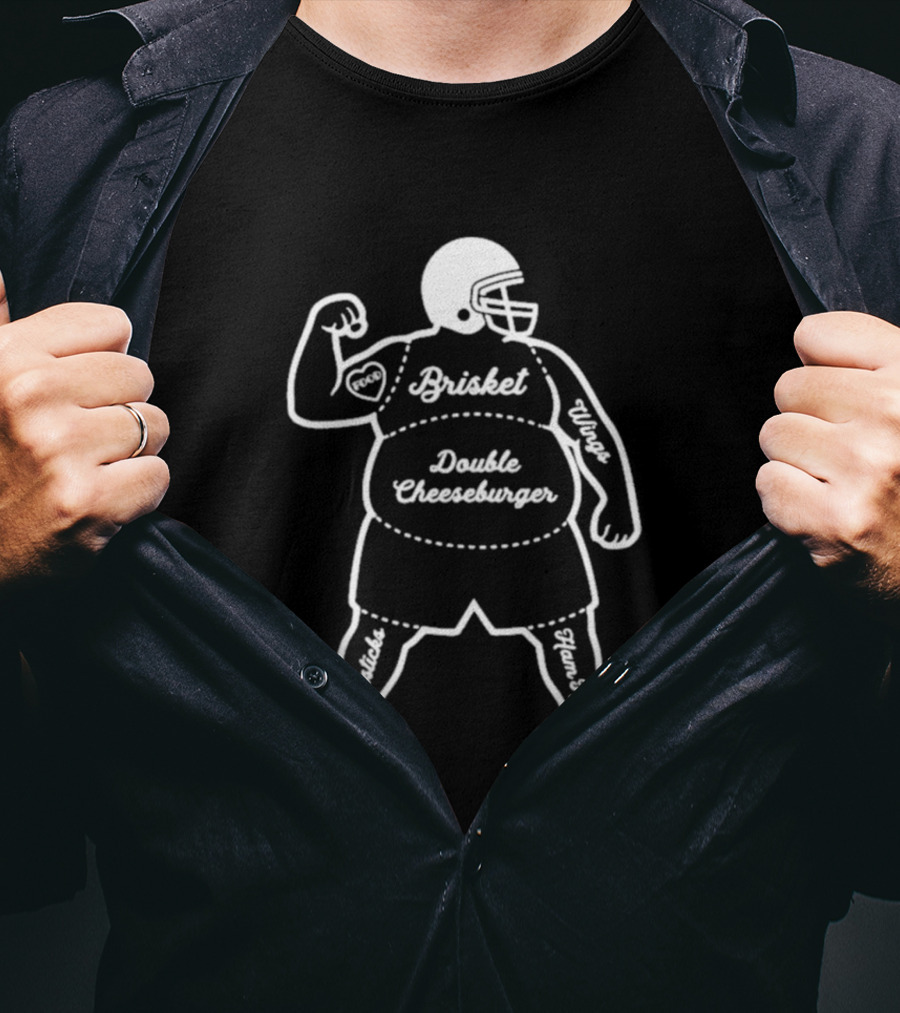 Big Man Atomy Brisket Double Cheeseburger Blueprint T-Shirt