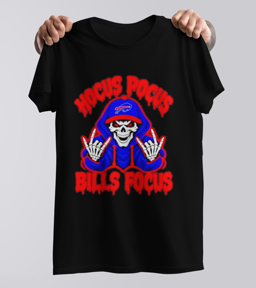 Hocus Pocus Bills Focus Buffalo Bills Skull Skeleton Fan T-Shirt