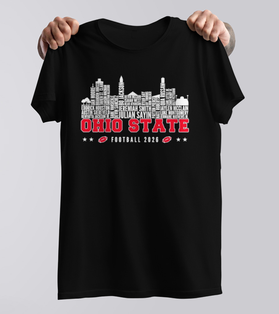 Ohio State Football 2026 Buckeyes Players Names Skyline T-Shirt