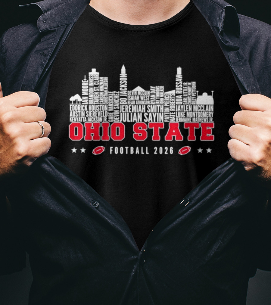 Ohio State Football 2026 Buckeyes Players Names Skyline T-Shirt