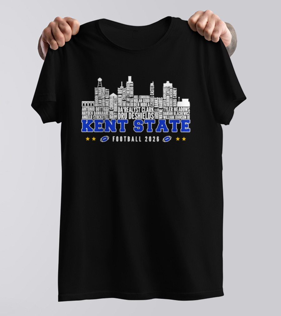 Kent State Golden Flashes Football 2026 City Skyline Players Names T-Shirt