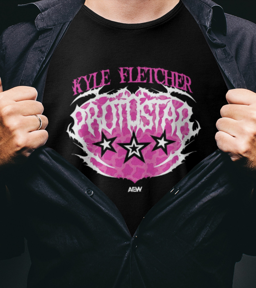 Kyle Fletcher Protostar AEW 2026 Three Stars Retro Pink T-Shirt
