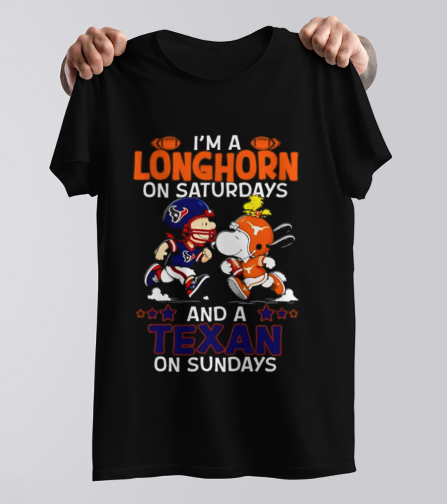 Peanuts I'm A Longhorn On Saturdays And A Texan On Sundays T-Shirt