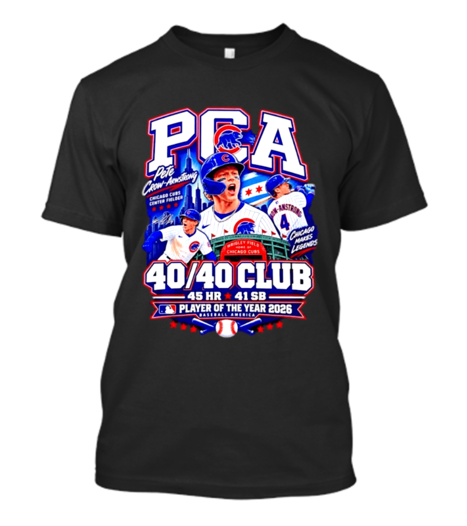PCA Pete Crow Armstrong Chicago Cubs 40/40 Club Player Of The Year 2026 45 HR 41 SB T-Shirt