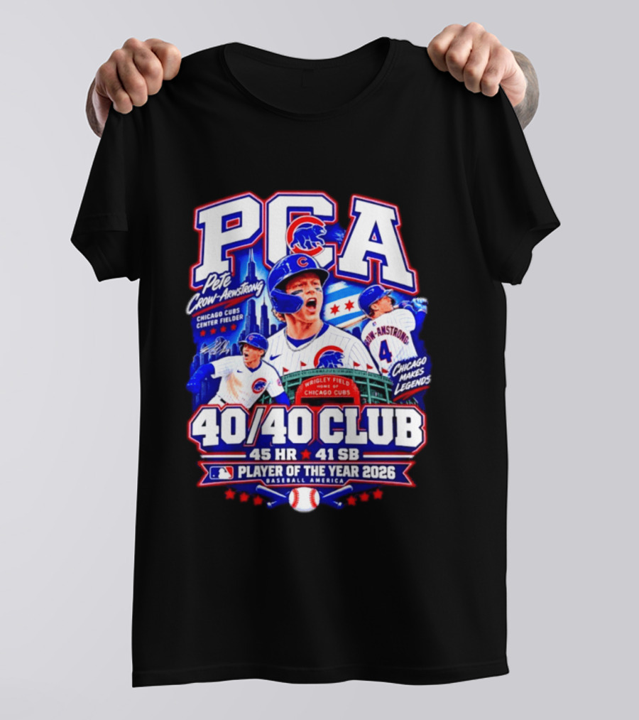PCA Pete Crow Armstrong Chicago Cubs 40/40 Club Player Of The Year 2026 45 HR 41 SB T-Shirt