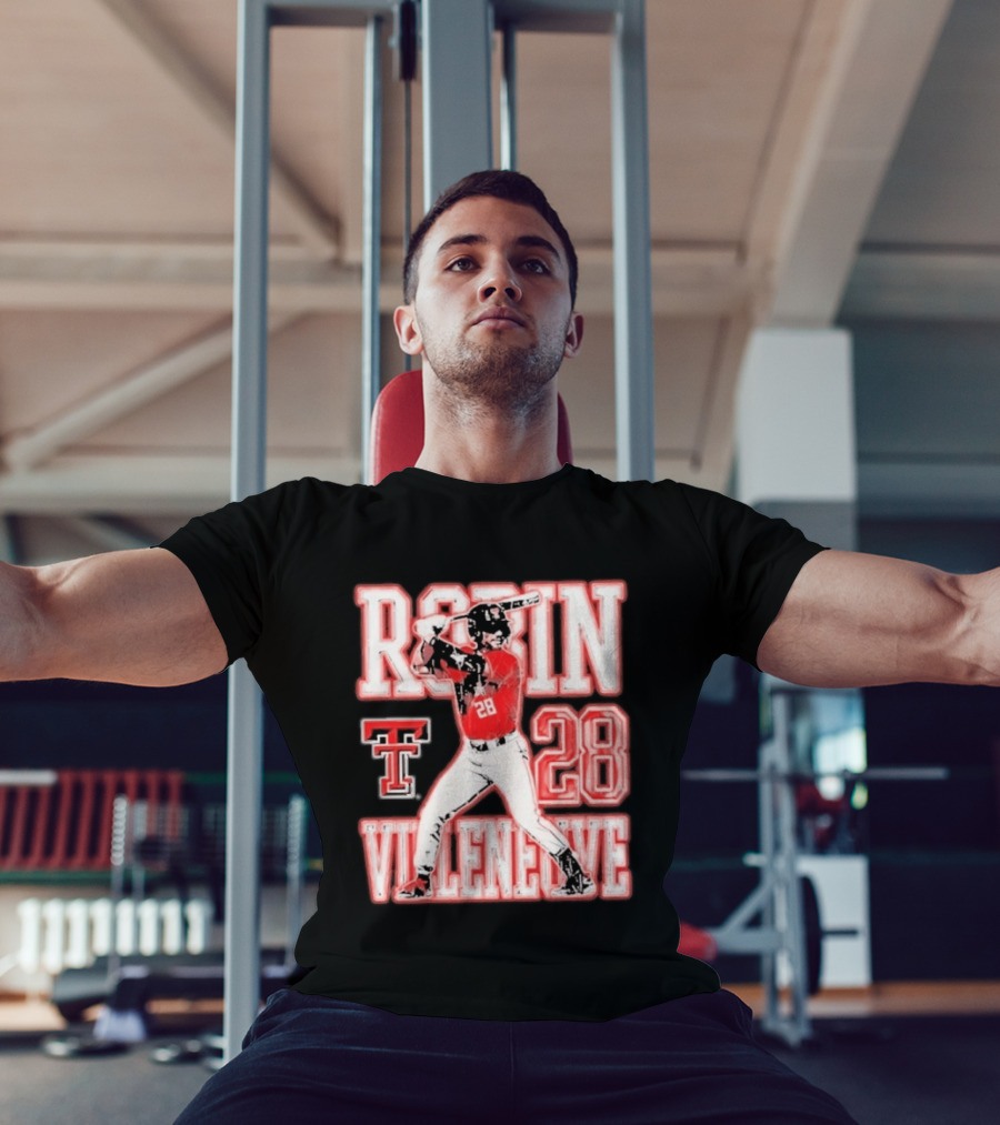 Robin Villeneuve Texas Tech Red Raiders 28 Baseball NCAA Swing T-Shirt