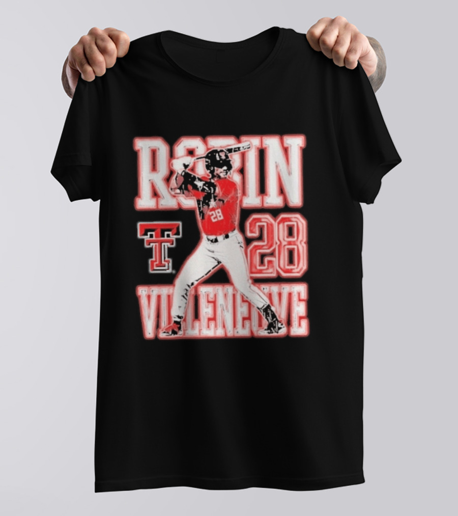 Robin Villeneuve Texas Tech Red Raiders 28 Baseball NCAA Swing T-Shirt