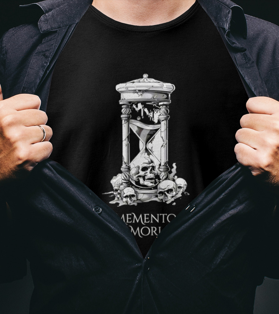 Memento Mori Hourglass Skull Halloween T-Shirt