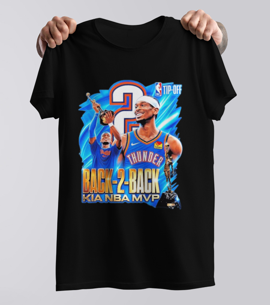 Kia NBA MVP Thunder Back 2 Back Shai Gilgeous Alexander 2026 T-Shirt