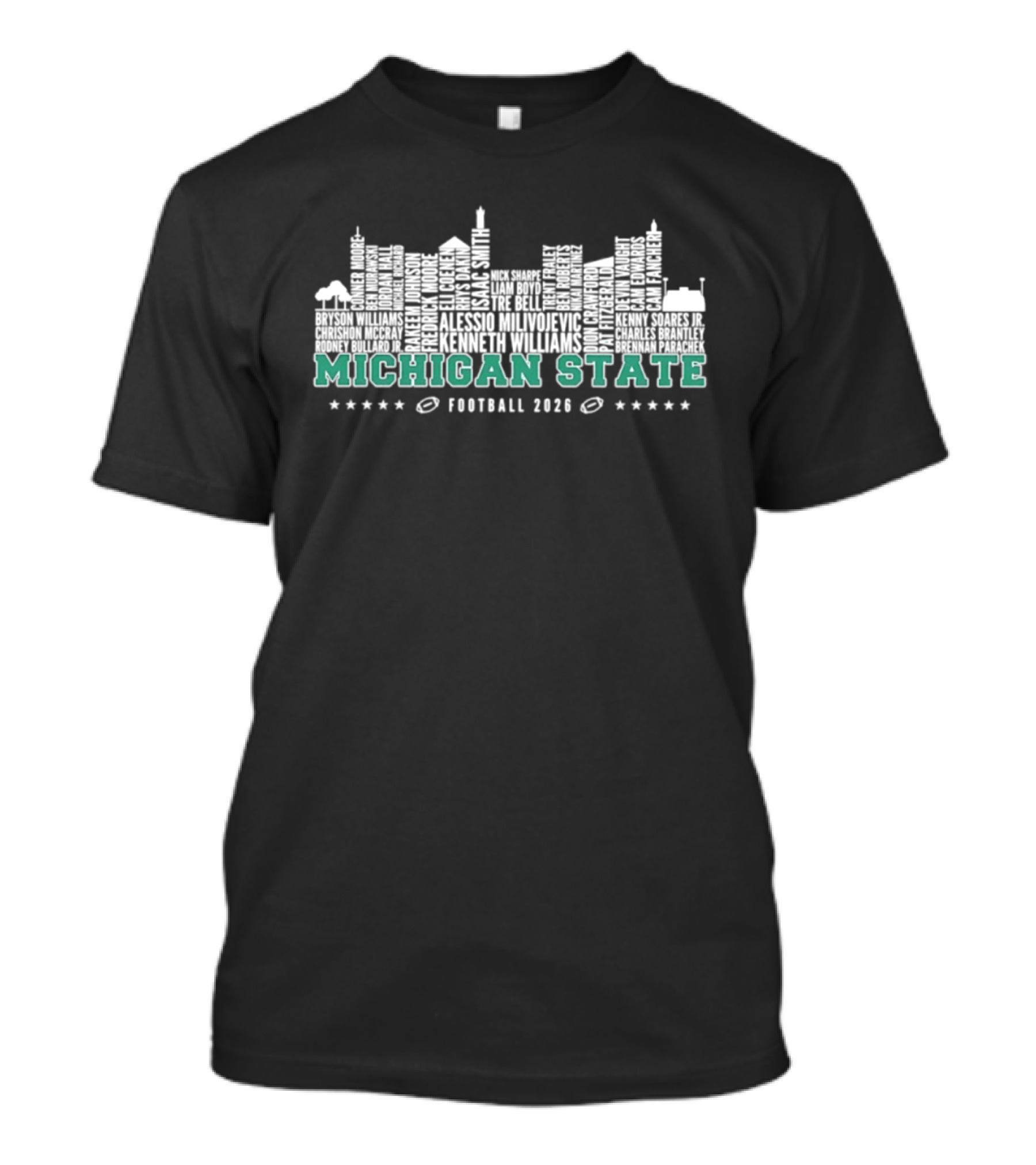 Michigan State Spartans Football 2026 Skyline Players Names T-Shirt