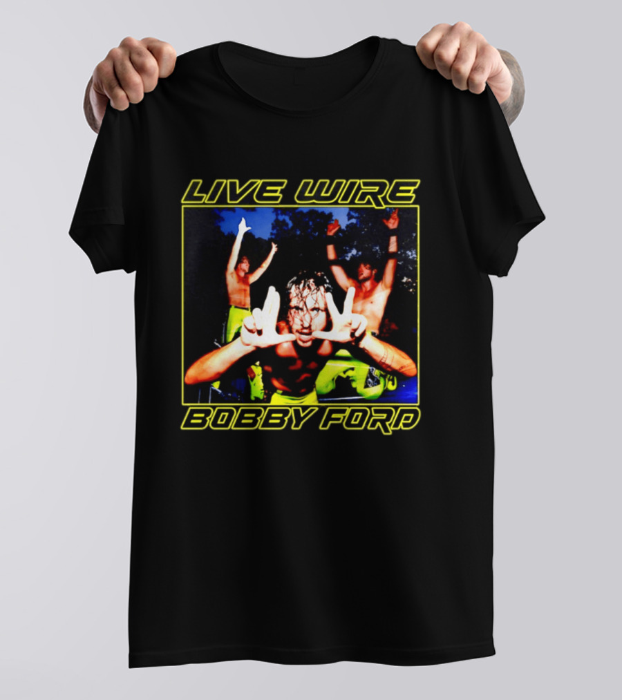 Live Wire Bobby Ford Wrestling Trio Action Pose T-Shirt