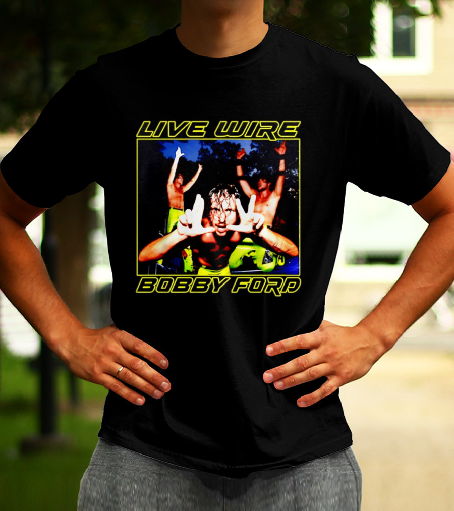 Live Wire Bobby Ford Wrestling Trio Action Pose T-Shirt