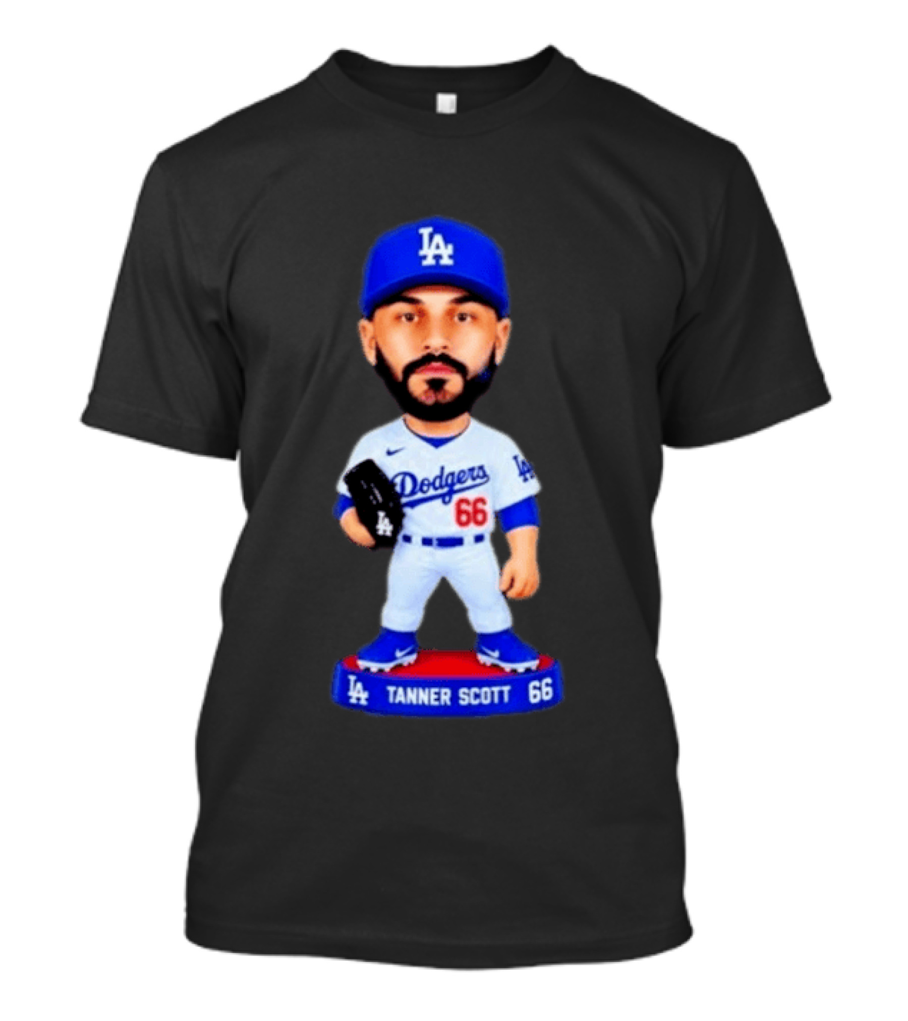 Tanner Scott Los Angeles Dodgers Number 66 Bobblehead Collectible T-Shirt