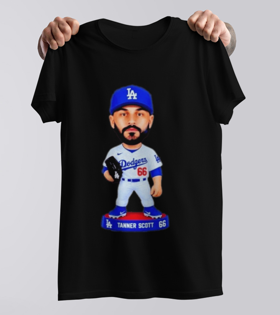 Tanner Scott Los Angeles Dodgers Number 66 Bobblehead Collectible T-Shirt