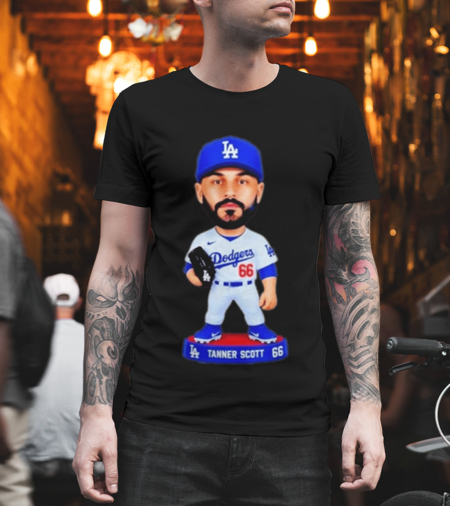Tanner Scott Los Angeles Dodgers Number 66 Bobblehead Collectible T-Shirt