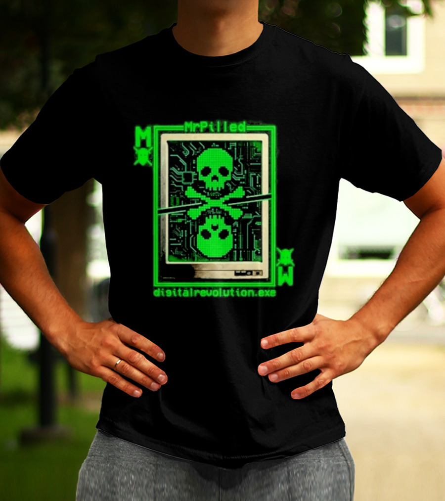 MrPilled DigitalRevolution.exe Hacker Cyber Circuitry Skull T-Shirt