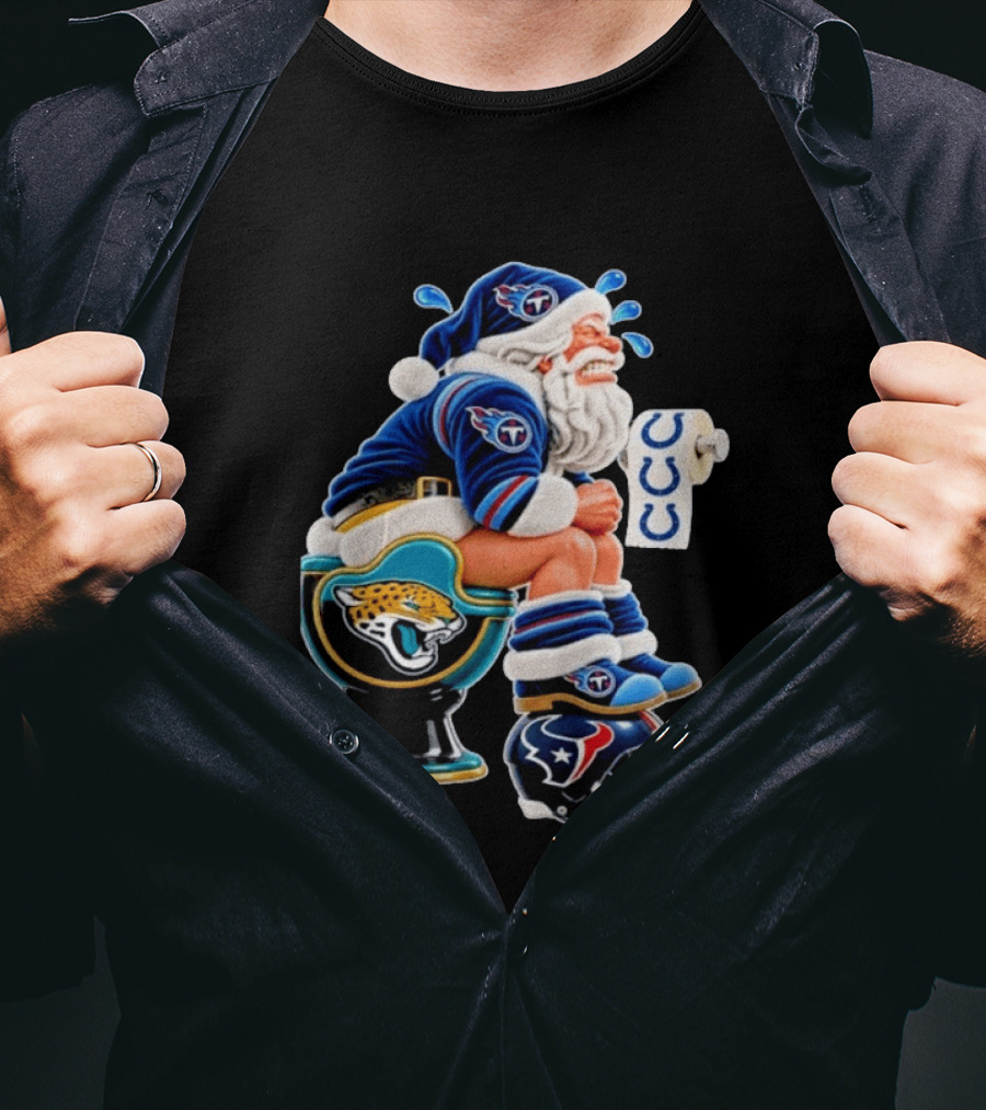Tennessee Titans Santa Crying Jaguars Toilet Texans Helmet Colts Toilet Paper Christmas Football T-Shirt