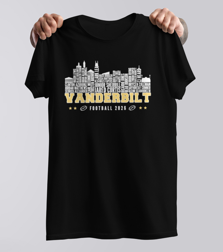 Vanderbilt Football 2026 City Skyline Players Names T-Shirt