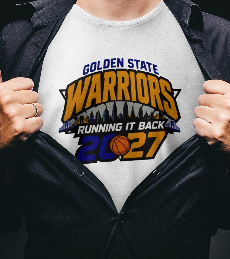 Golden State Warriors Running It Back 2027 Skyline NBA Basketball T-Shirt