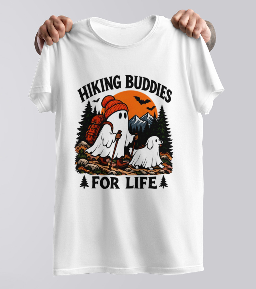 Hiking Buddies For Life Ghost And Dog Halloween Adventure T-Shirt
