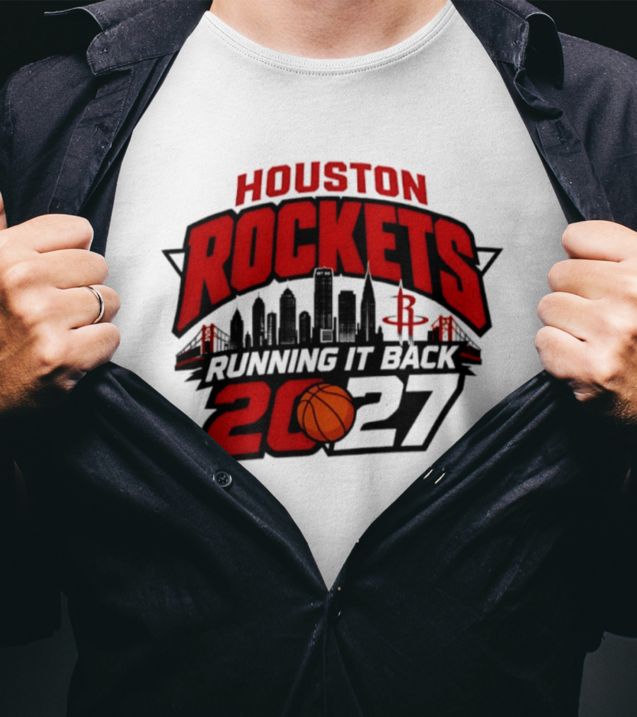 Houston Rockets Running It Back 2027 NBA Skyline Basketball T-Shirt