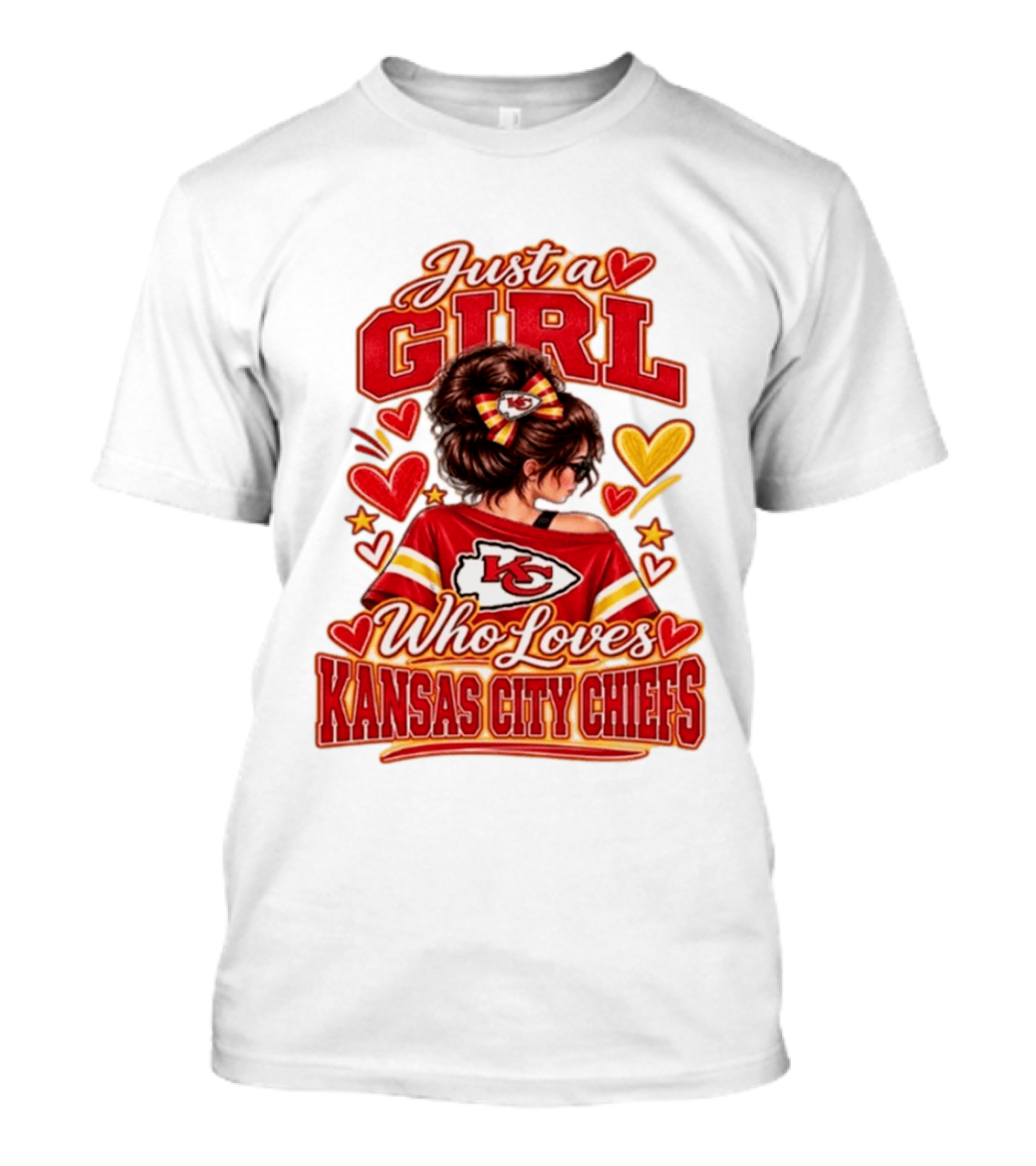 Just A Girl Who Loves Kansas City Chiefs KC Fan Heart Stars T-Shirt