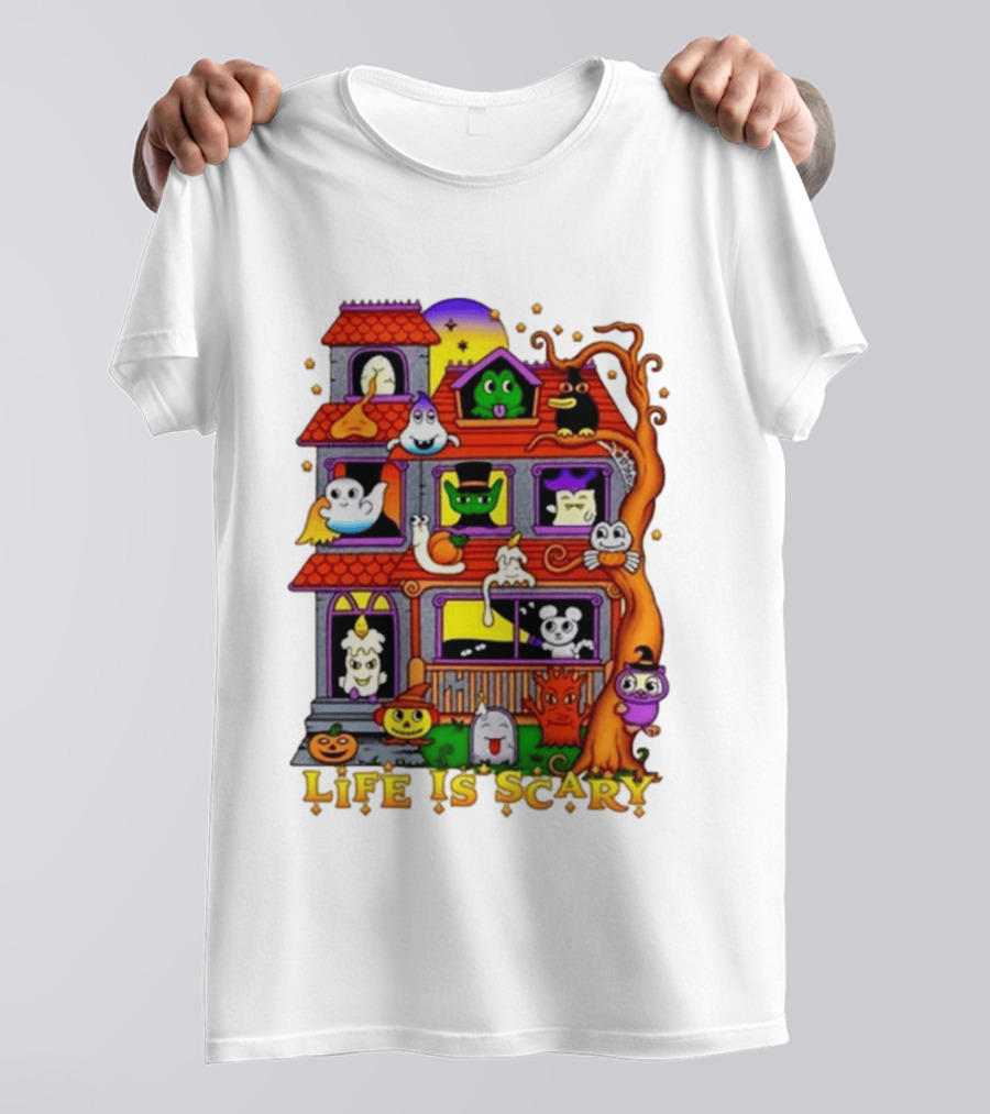 Life Is Scary Spooky Haunted House Halloween T-Shirt