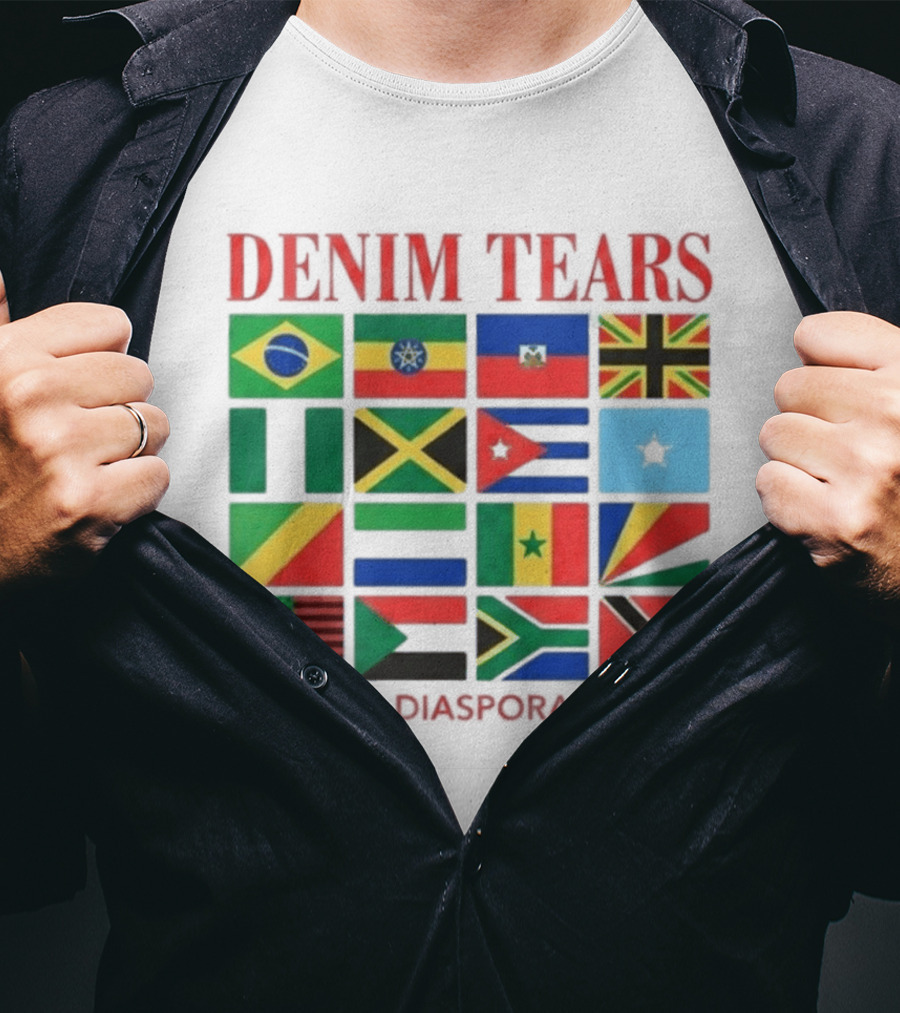 Denim Tears African Diaspora Goods Flags Brazil Jamaica Trinidad Haiti Somalia T-Shirt