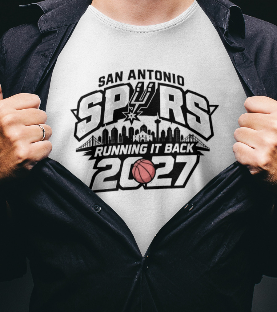 San Antonio Spurs Running It Back 2027 Skyline Basketball T-Shirt